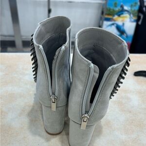 Gray heeled boots